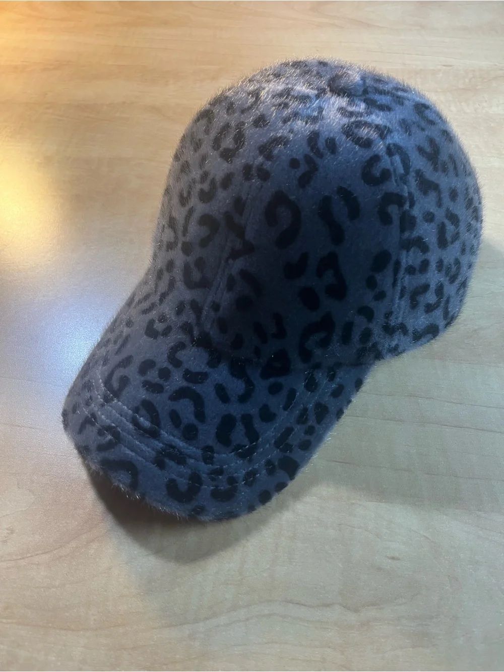 Faux Fur Leopard Print Baseball Cap - Gray and black NWOT